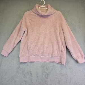 Lukka Lux Sweater Womens 2XL‎ Pink Cowl Neck Sherpa Fleece Pullover Plush Cozy